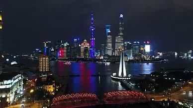 最新航拍浦东外滩东方明珠上海中心夜景灯光视频的预览图